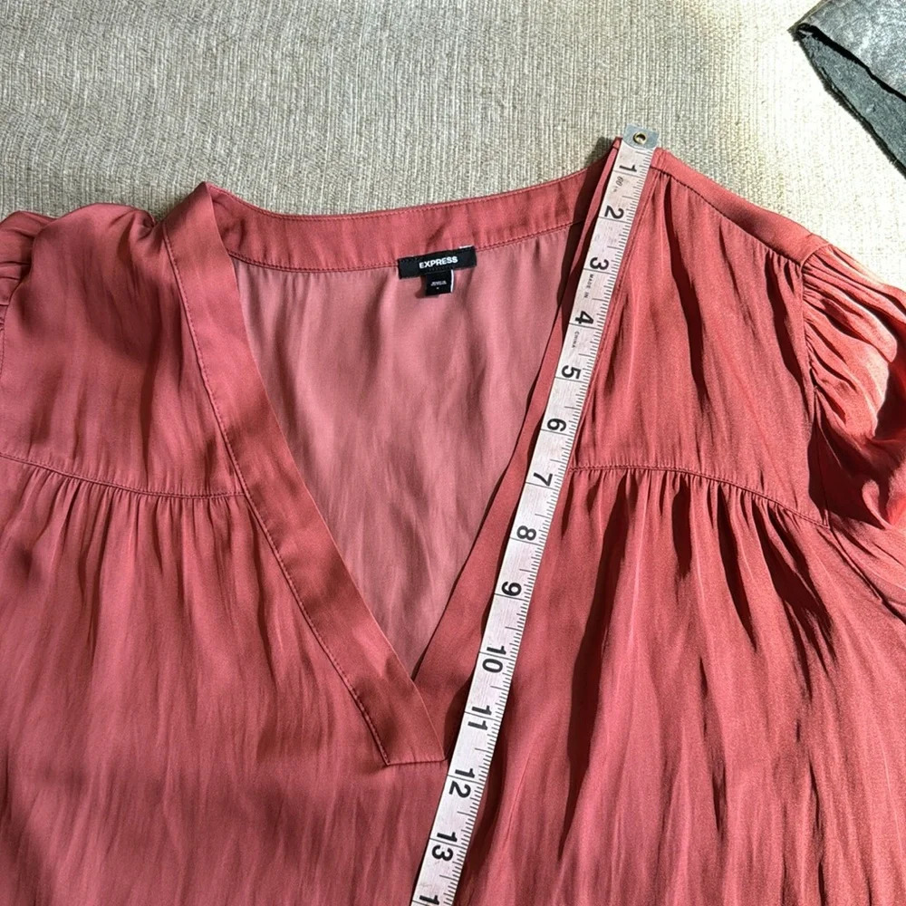 Express burnt orange v neck pullover blouse top size large - Picture 8 of 11